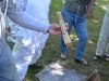 Sam uses popsicle sticks as a comb guide for his frames.