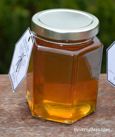 Honey in a 12 oz hex jar