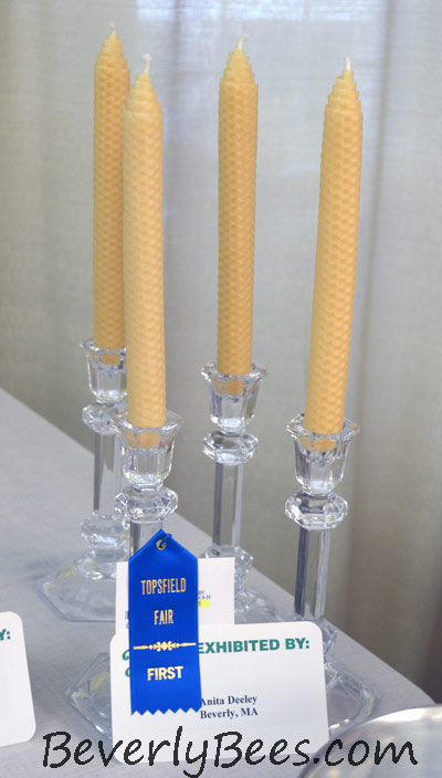 My honeycomb candles won first place at the 2013 Topsfield fair.